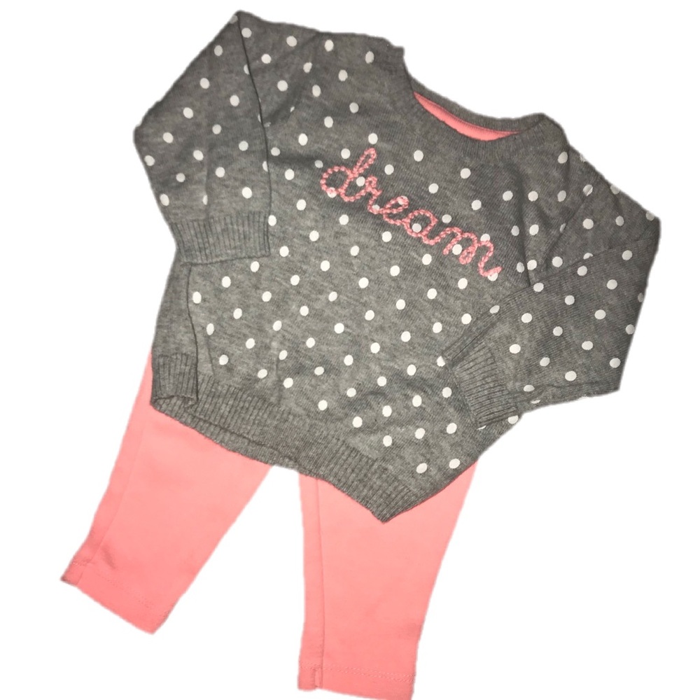 ⭐️ Carters 3 mo cotton sweater set. Gray & peach